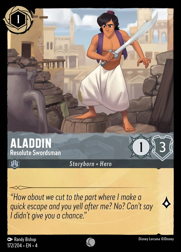 Aladdin - Resolute Swordsman — Disney Lorcana Character card from Ursula's Return