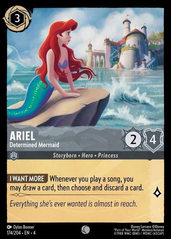 Ariel - Determined Mermaid — Disney Lorcana Character card from Ursula's Return