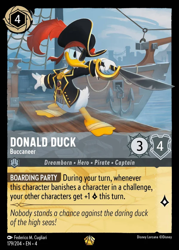 Donald Duck - Buccaneer — Disney Lorcana Character card from Ursula's Return