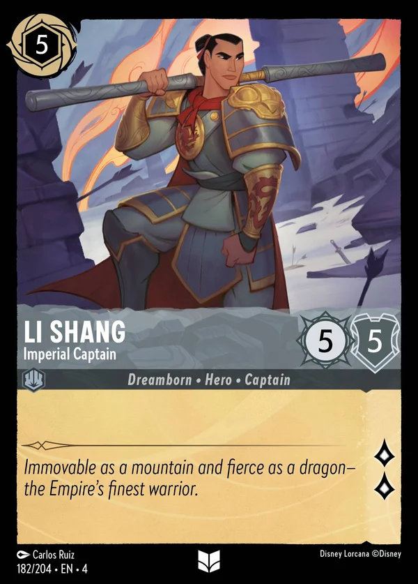 Li Shang - Imperial Captain — Disney Lorcana Character card from Ursula's Return