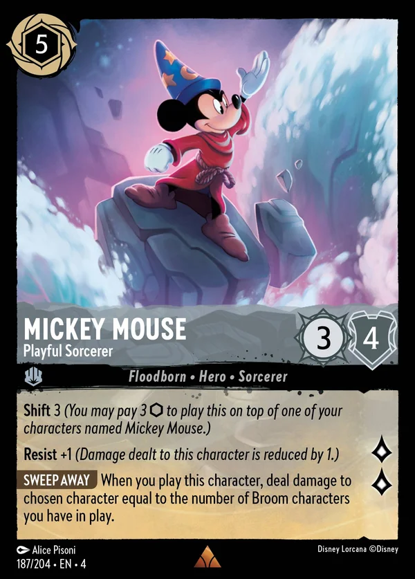 Mickey Mouse - Playful Sorcerer — Disney Lorcana Character card from Ursula's Return