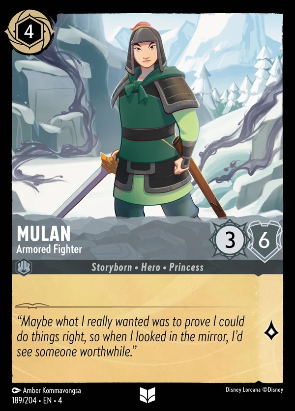 Mulan - Armored Fighter — Disney Lorcana Character card from Ursula's Return