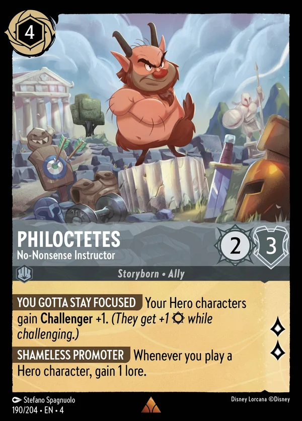 Philoctetes - No-Nonsense Instructor — Disney Lorcana Character card from Ursula's Return