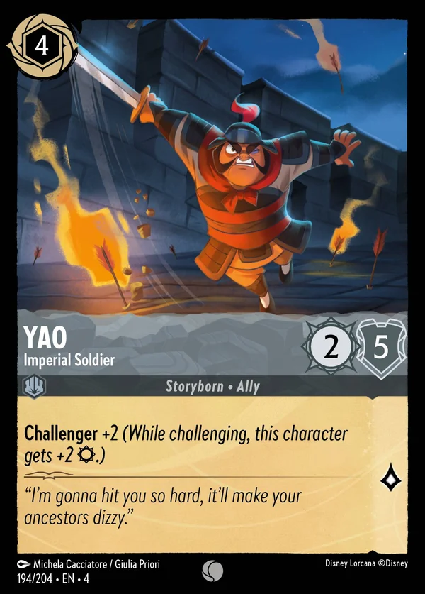Yao - Imperial Soldier — Disney Lorcana Character card from Ursula's Return
