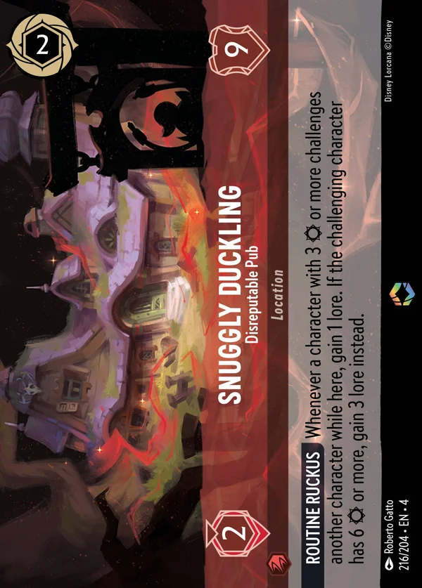Snuggly Duckling - Disreputable Pub — Disney Lorcana Location card from Ursula's Return