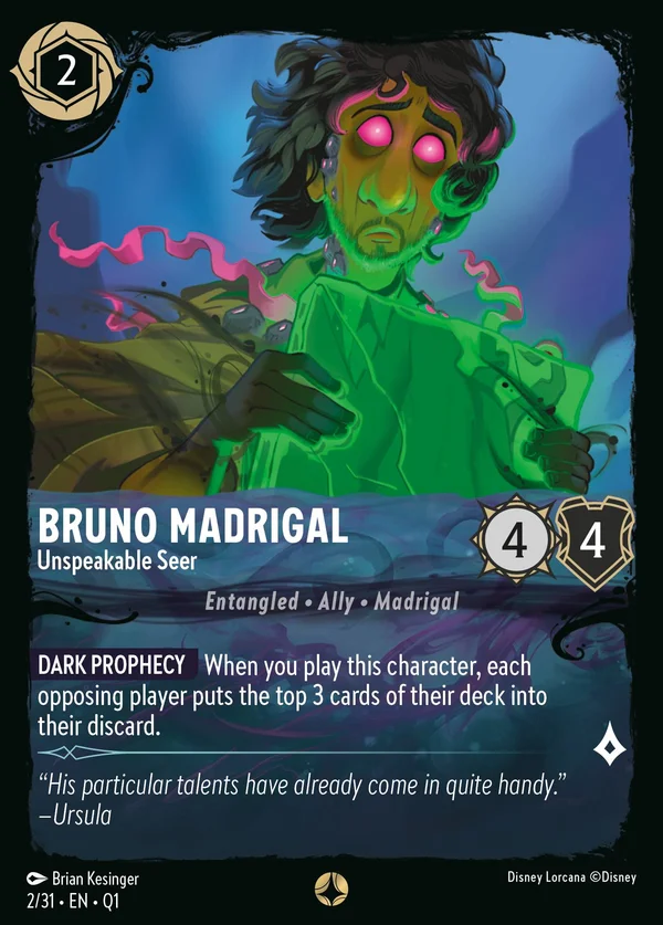 Bruno Madrigal - Unspeakable Seer — Disney Lorcana Character card from Illumineer's Quest: Deep Trouble