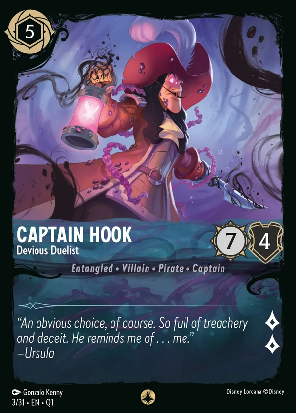 Captain Hook - Devious Duelist — Disney Lorcana Character card from Illumineer's Quest: Deep Trouble