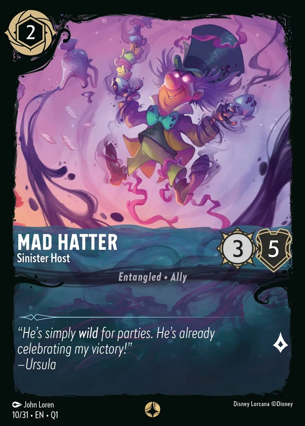 Mad Hatter - Sinister Host — Disney Lorcana Character card from Illumineer's Quest: Deep Trouble