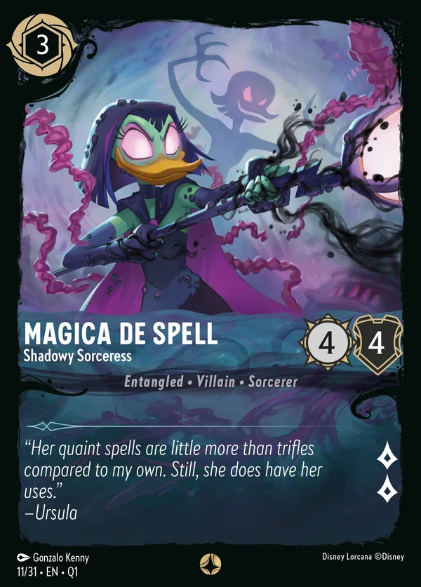 Magica De Spell - Shadowy Sorceress — Disney Lorcana Character card from Illumineer's Quest: Deep Trouble