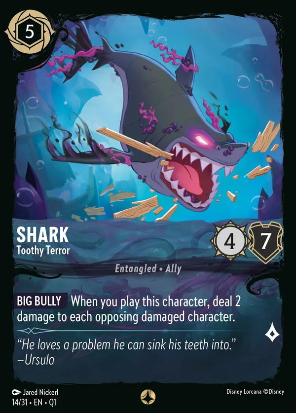 Shark - Toothy Terror — Disney Lorcana Character card from Illumineer's Quest: Deep Trouble