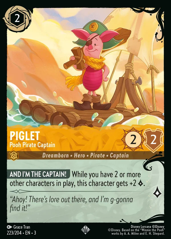 Piglet - Pooh Pirate Captain — Disney Lorcana Character card from Into the Inklands