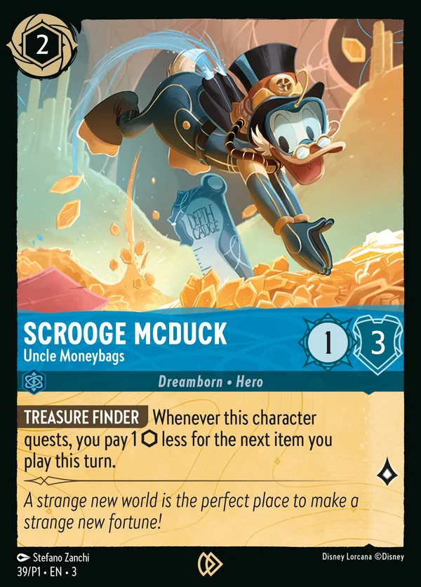 Scrooge McDuck - Uncle Moneybags — Disney Lorcana Character card from Into the Inklands