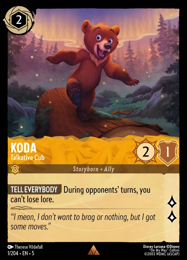 Koda - Talkative Cub — Disney Lorcana Character card from Shimmering Skies