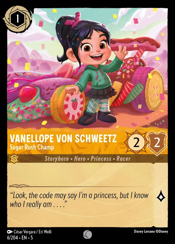 Vanellope von Schweetz - Sugar Rush Champ — Disney Lorcana Character card from Shimmering Skies