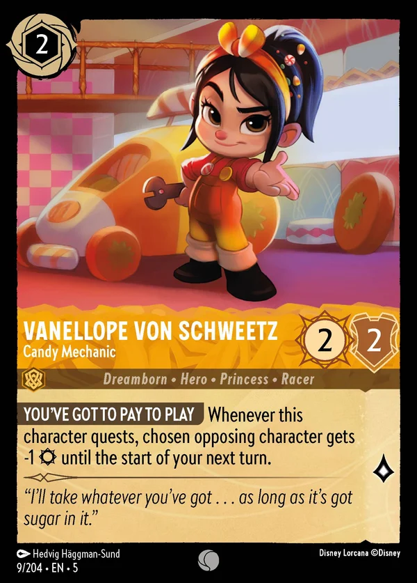Vanellope von Schweetz - Candy Mechanic — Disney Lorcana Character card from Shimmering Skies