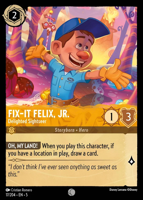 Fix-It Felix, Jr. - Delighted Sightseer — Disney Lorcana Character card from Shimmering Skies