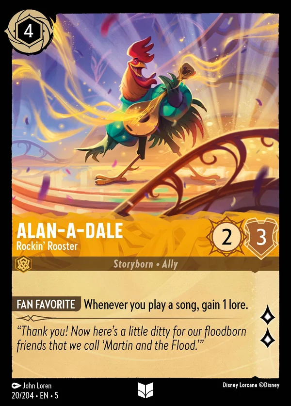 Alan-a-Dale - Rockin' Rooster — Disney Lorcana Character card from Shimmering Skies