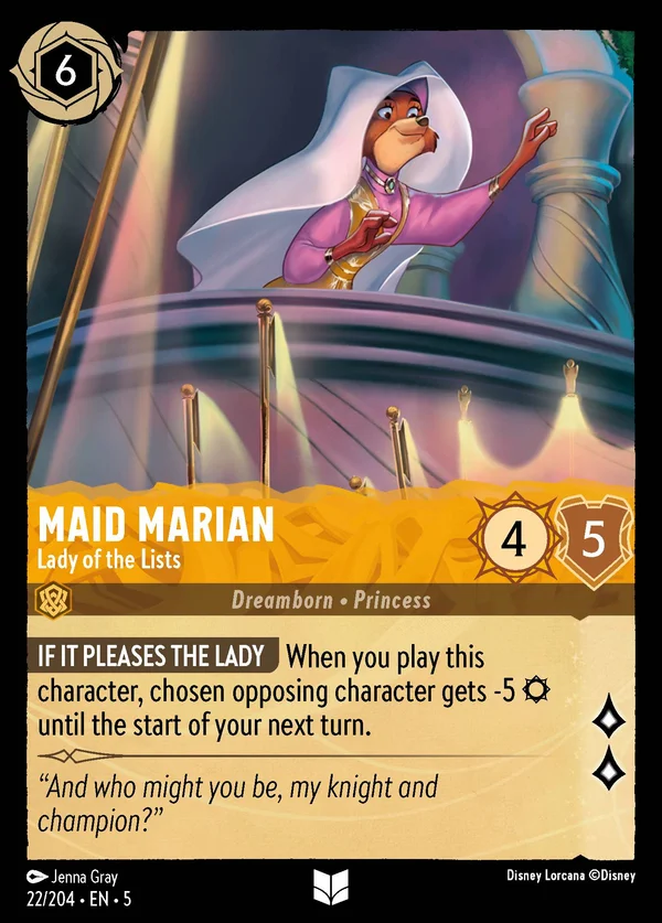 Maid Marian - Lady of the Lists — Disney Lorcana Character card from Shimmering Skies