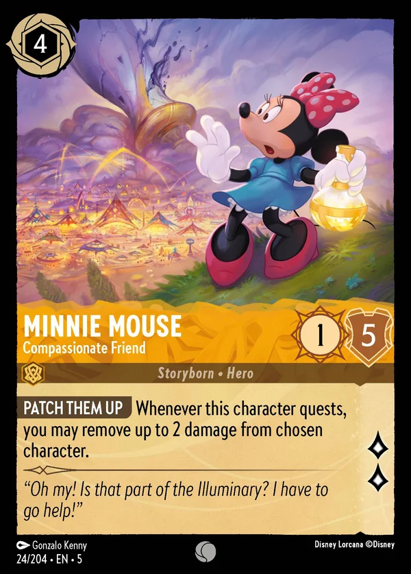 Minnie Mouse - Compassionate Friend — Disney Lorcana Character card from Shimmering Skies