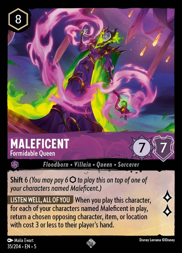 Maleficent - Formidable Queen — Disney Lorcana Character card from Shimmering Skies