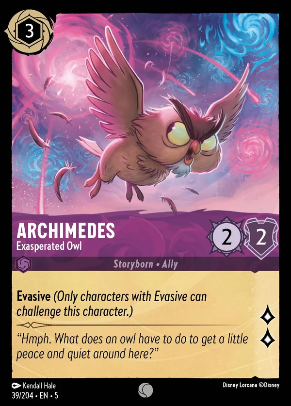 Archimedes - Exasperated Owl — Disney Lorcana Character card from Shimmering Skies