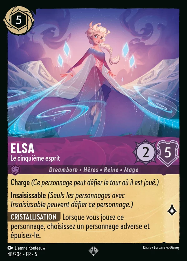 Elsa - Le cinquième esprit — Disney Lorcana Personnage card from Shimmering Skies