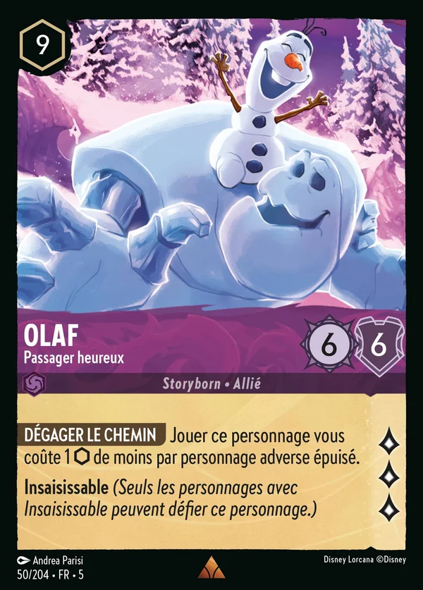 Olaf - Passager heureux — Disney Lorcana Personnage card from Shimmering Skies