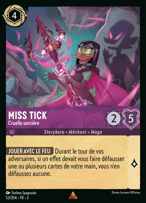 Miss Tick - Cruelle sorcière — Disney Lorcana Personnage card from Shimmering Skies