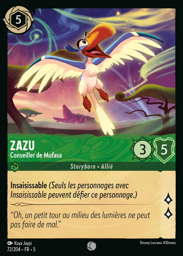 Zazu - Conseiller de Mufasa — Disney Lorcana Personnage card from Shimmering Skies