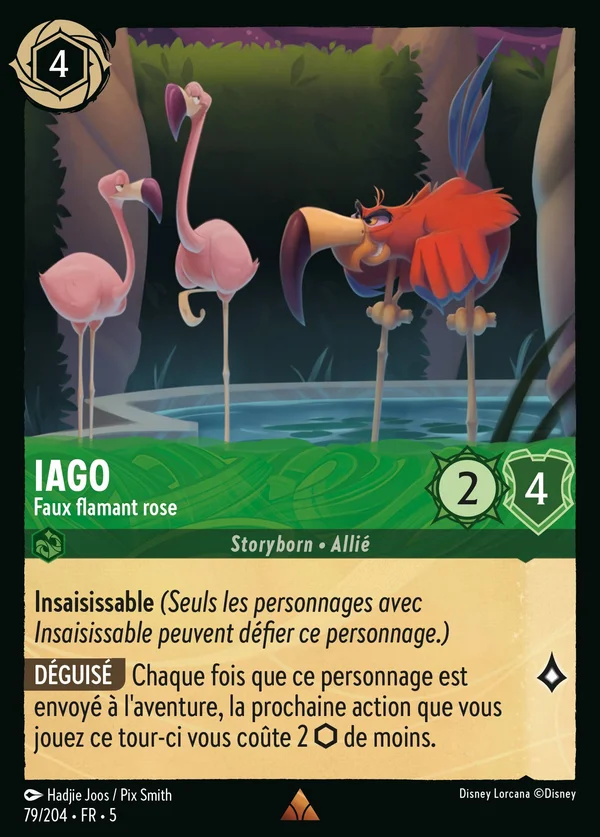 Iago - Faux flamant rose — Disney Lorcana Personnage card from Shimmering Skies