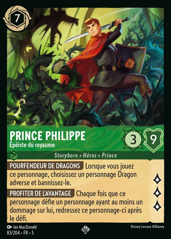 Prince Philippe - Épéiste du royaume — Disney Lorcana Personnage card from Shimmering Skies
