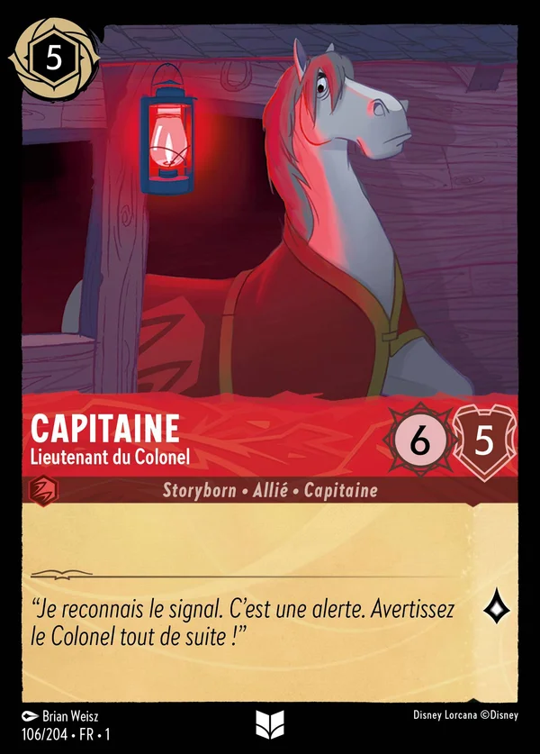 Capitaine - Lieutenant du Colonel — Disney Lorcana Personnage card from The First Chapter