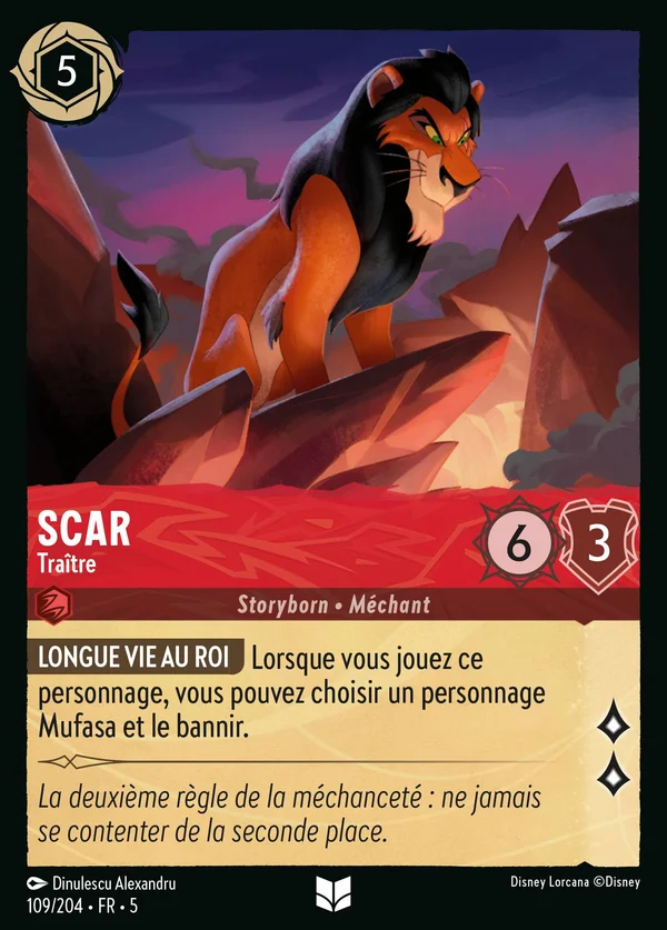 Scar - Traître — Disney Lorcana Personnage card from Shimmering Skies