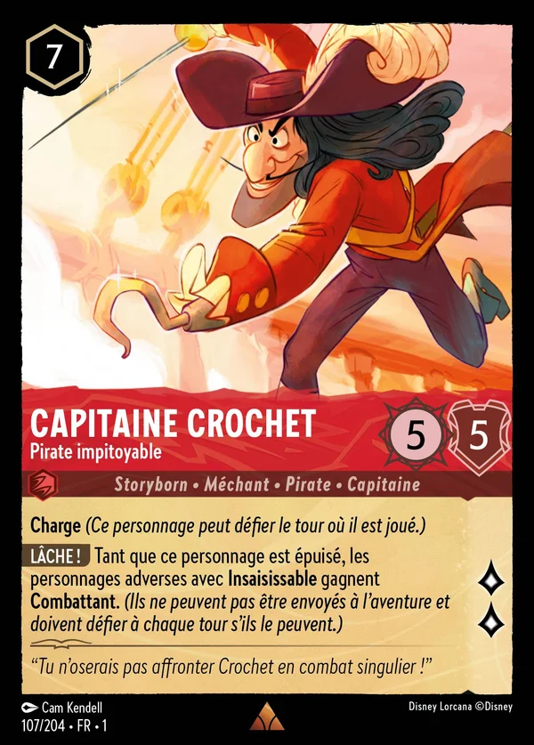 Capitaine Crochet - Pirate impitoyable — Disney Lorcana Personnage card from The First Chapter