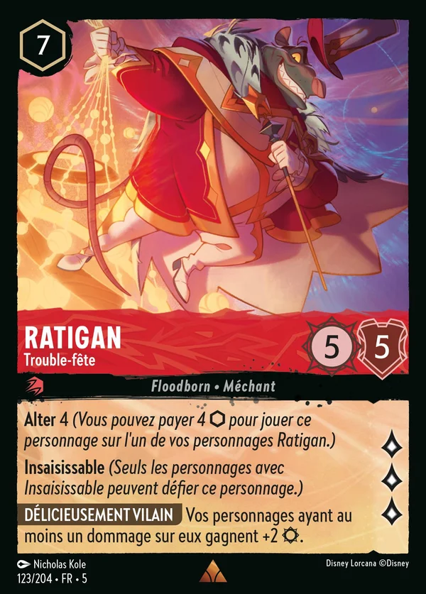 Ratigan - Trouble-fête — Disney Lorcana Personnage card from Shimmering Skies