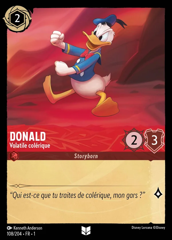 Donald - Volatile colérique — Disney Lorcana Personnage card from The First Chapter