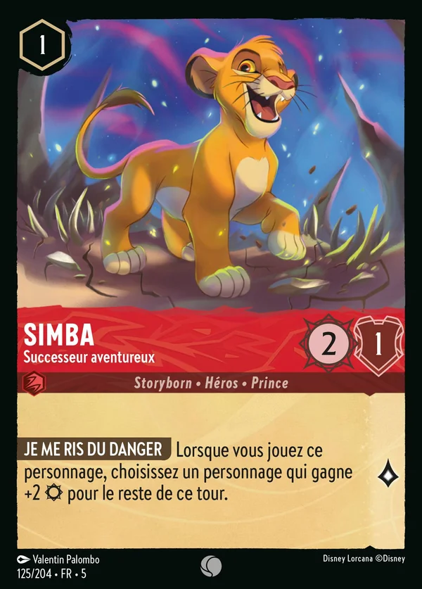 Simba - Successeur aventureux — Disney Lorcana Personnage card from Shimmering Skies