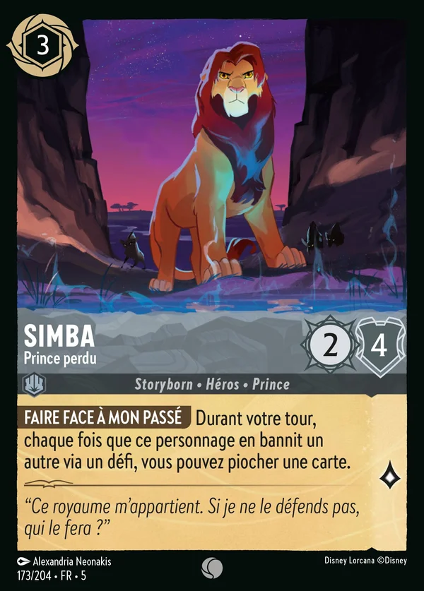 Simba - Prince perdu — Disney Lorcana Personnage card from Shimmering Skies