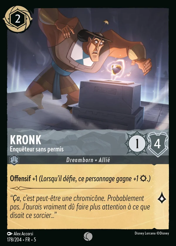 Kronk - Enquêteur sans permis — Disney Lorcana Personnage card from Shimmering Skies