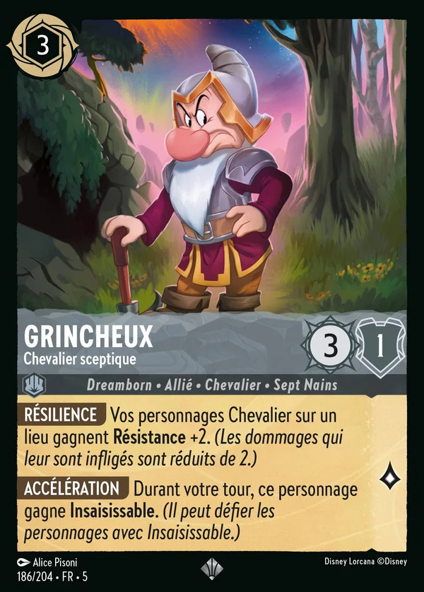 Grincheux - Chevalier sceptique — Disney Lorcana Personnage card from Shimmering Skies