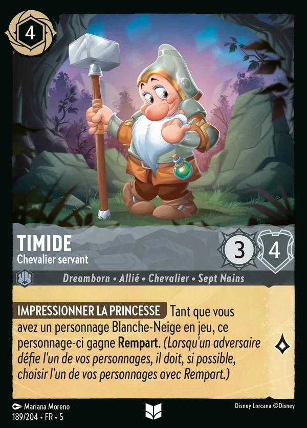 Timide - Chevalier servant — Disney Lorcana Personnage card from Shimmering Skies