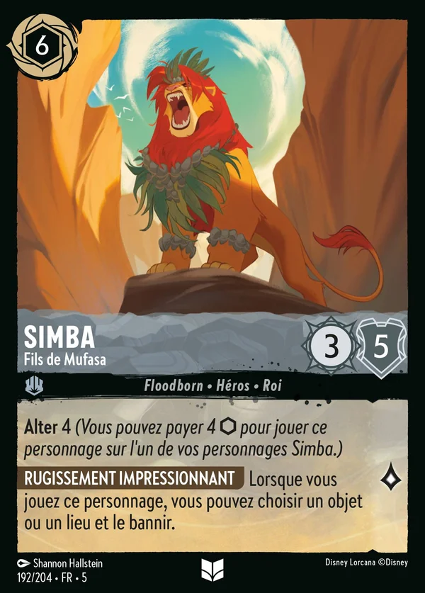 Simba - Fils de Mufasa — Disney Lorcana Personnage card from Shimmering Skies