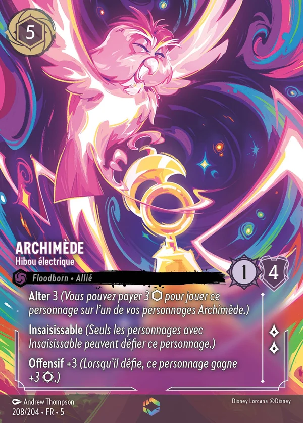 Archimède - Hibou électrique — Disney Lorcana Personnage card from Shimmering Skies