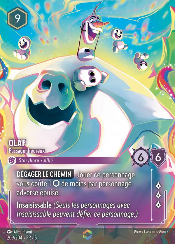Olaf - Passager heureux — Disney Lorcana Personnage card from Shimmering Skies