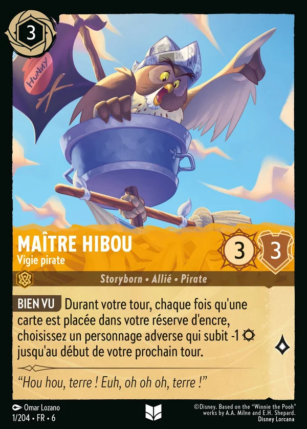 Maître Hibou - Vigie pirate — Disney Lorcana Personnage card from Azurite Sea