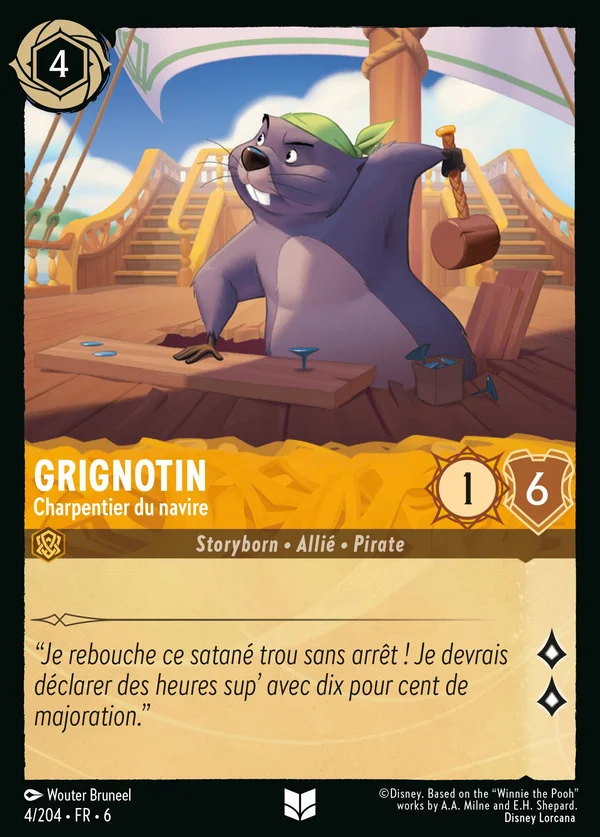 Grignotin - Charpentier du navire — Disney Lorcana Personnage card from Azurite Sea