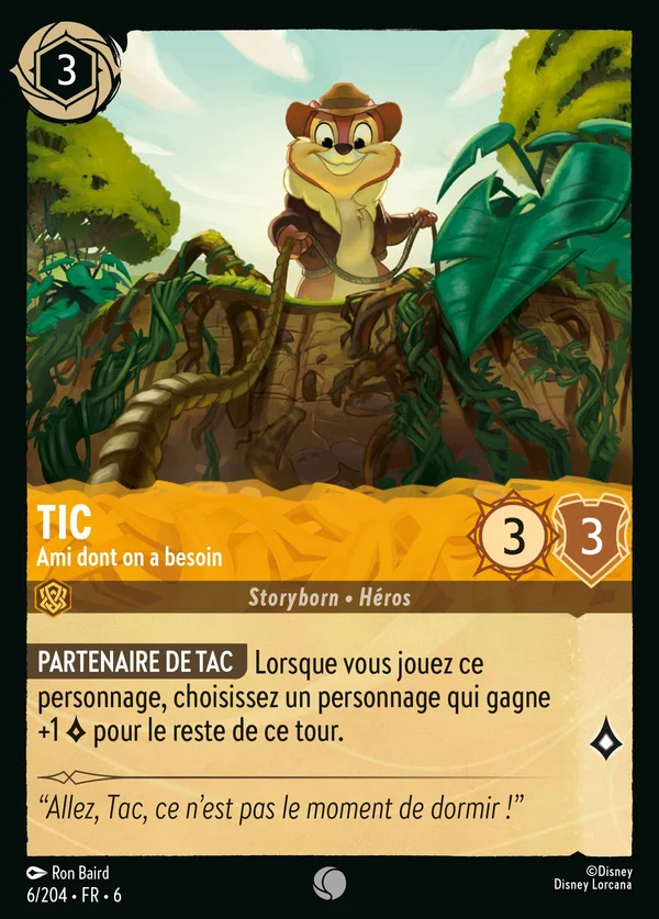 Tic - Ami dont on a besoin — Disney Lorcana Personnage card from Azurite Sea