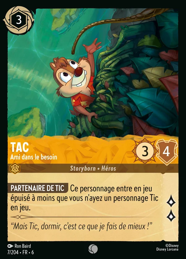 Tac - Ami dans le besoin — Disney Lorcana Personnage card from Azurite Sea