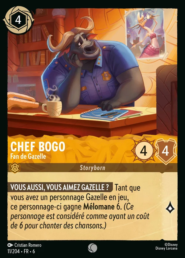 Chef Bogo - Fan de Gazelle — Disney Lorcana Personnage card from Azurite Sea