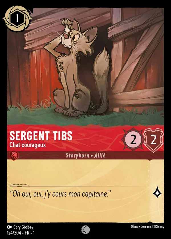 Sergent Tibs - Chat courageux — Disney Lorcana Personnage card from The First Chapter